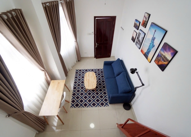 Phòng duplex đầy đủ nội thất cửa sổ lớn